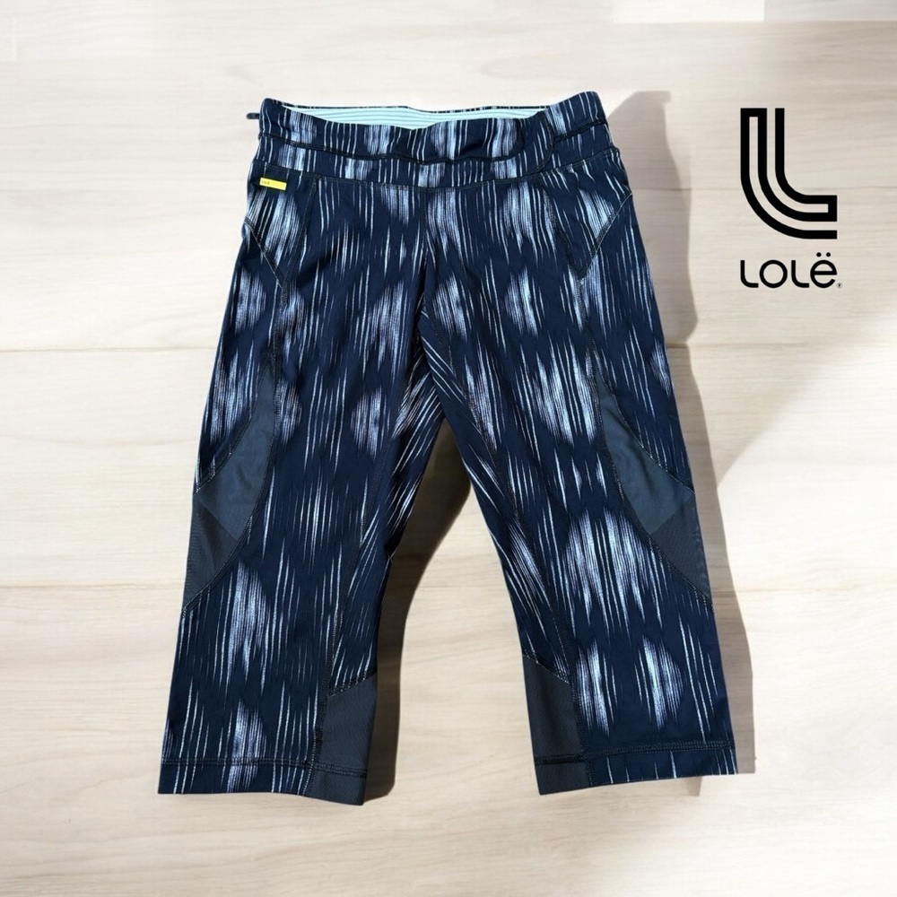 Lolë, Womens Run Capris Leggings, Small, Black & Gray 🏃♀️➡️